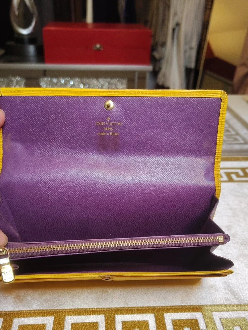 Louis Vuitton Yellow Epi Leather Fold-Over Wallet Porte Tresor internat'l Long